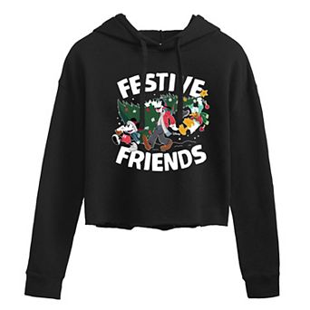 Disney's Mickey Mouse, Goofy & Donald Duck Juniors' Festive Friends Cropped Hoodie