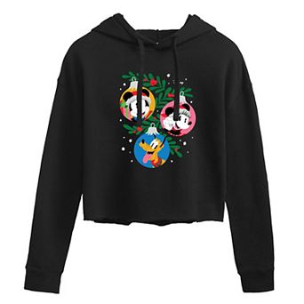 Disney's Mickey & Minnie Mouse & Pluto Juniors' Ornaments Cropped Hoodie