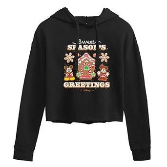 Disney's Mickey & Minnie Mouse Juniors' Sweet Seasons Greetings Cropped Hoodie