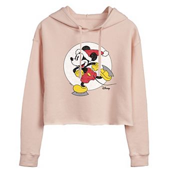Disney's Mickey Mouse Juniors' Ice Skating Christmas Cropped Hoodie