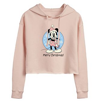 Disney's Mickey Mouse Juniors' Merry Christmas Cropped Hoodie