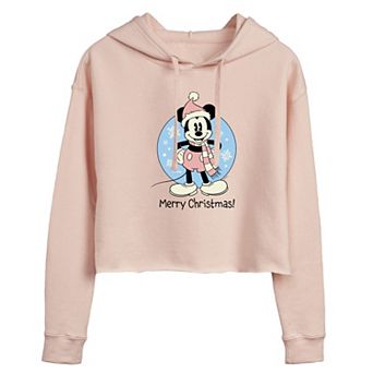 Disney's Mickey Mouse Juniors' Merry Christmas Cropped Hoodie