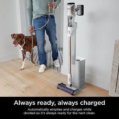 Shark® Detect Pro Auto-Empty System, Cordless Vacuum with 4 Detect Technologies, QuadClean Multi-Surface Brushroll, Up to 60-Minute Runtime, includes 8" Crevice Tool & Pet Multi-Tool, Deep-Cleaning Vacuum, HEPA Filter, White/Beats Brass (IW3511)