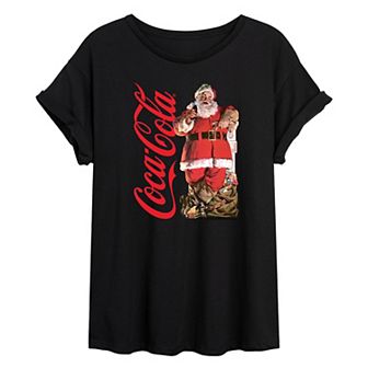 Juniors' Coca-Cola Vintage Santa With Presents Oversized Tee