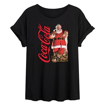 Juniors' Coca-Cola Vintage Santa With Presents Oversized Tee
