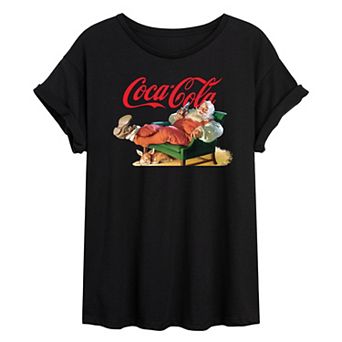 Juniors' Coca-Cola Santa Oversized Tee
