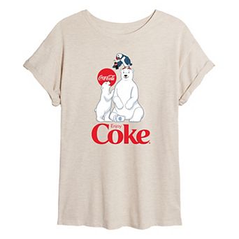 Juniors' Coca-Cola Polar Bears Puffin Oversized Tee