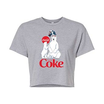 Juniors' Coca-Cola Polar Bears and Puffin Cropped Tee