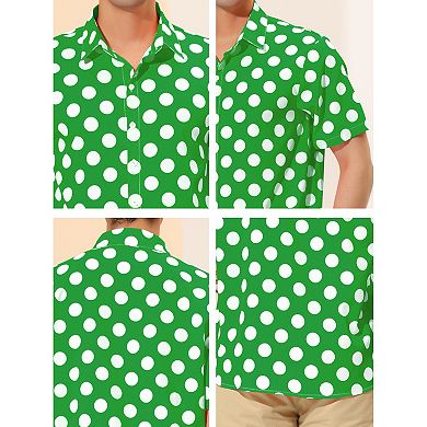 Men's Summer Polka Dots Shirt Button Down Short Sleeves Shirts