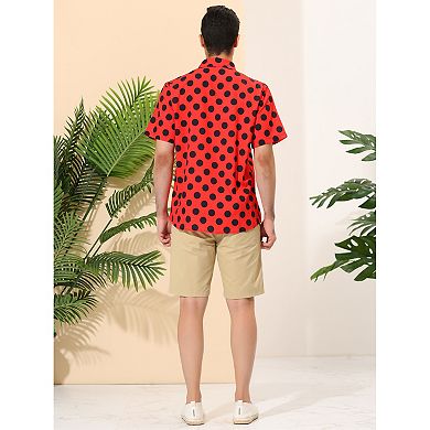 Men's Summer Polka Dots Shirt Button Down Short Sleeves Shirts