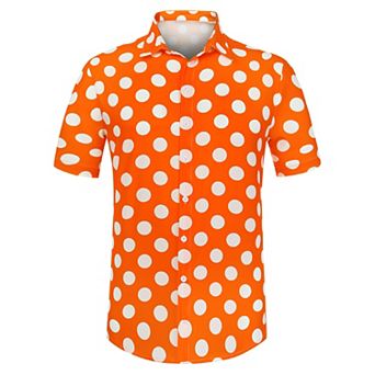 Men's Summer Polka Dots Shirt Button Down Short Sleeves Shirts