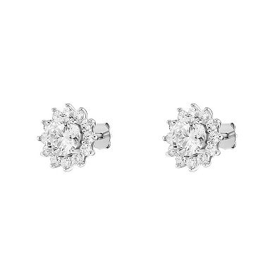 PRIMROSE Sterling Silver Cubic Zirconia Flower Stud Earrings