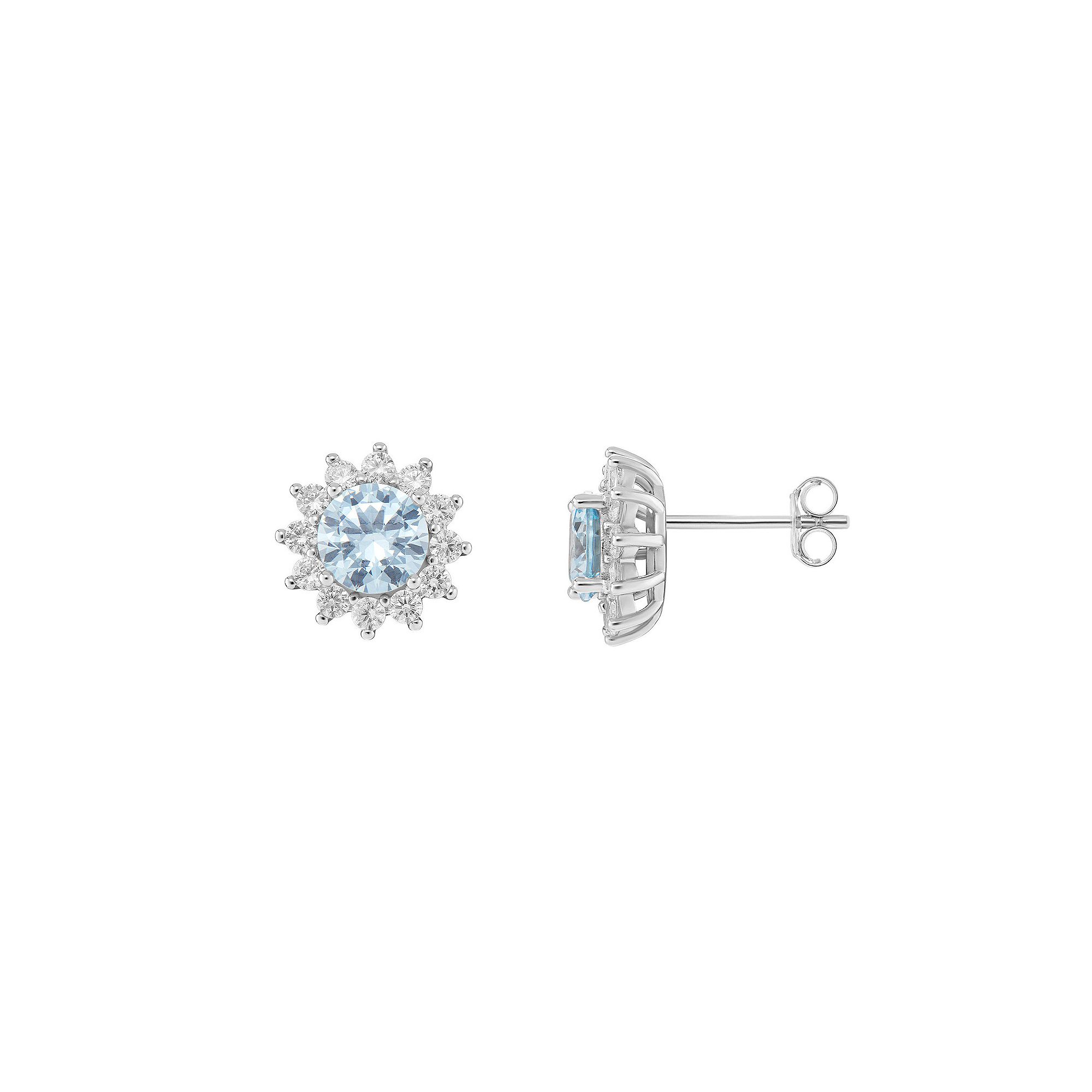 PRIMROSE Sterling Silver Cubic Zirconia Flower Stud Earrings, Womens, Ster