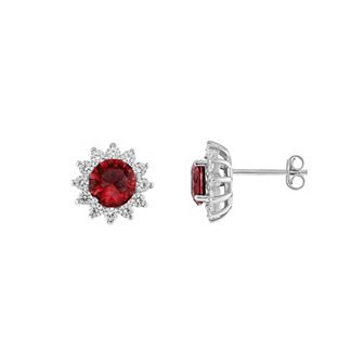PRIMROSE Sterling Silver Cubic Zirconia Flower Stud Earrings