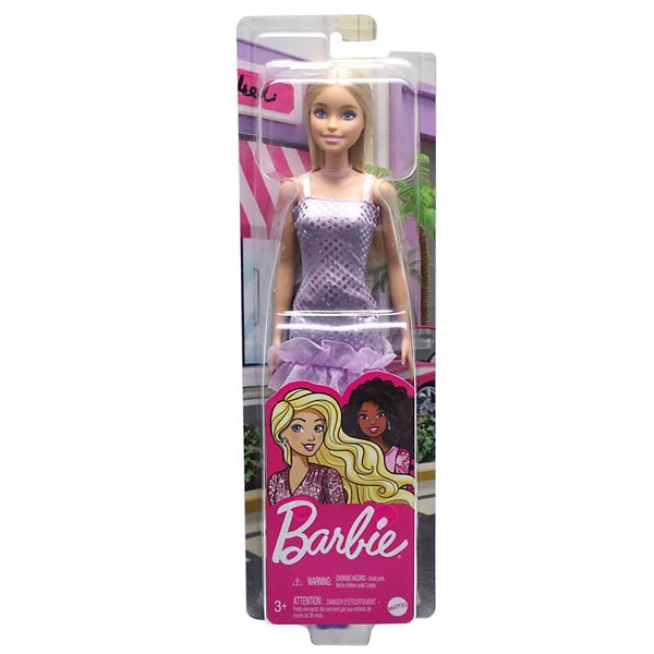 Barbie® Doll with Blonde Hair & Lavender Metallic Dress