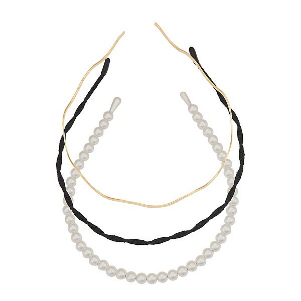 Gold, White & Black Headband 3piece Set