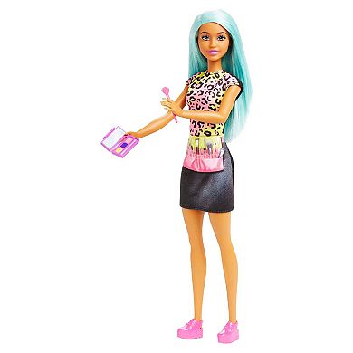 Barbie Makeup Artist Doll with Teal Hair and Career-Themed Accessories Like Palette and Brush
