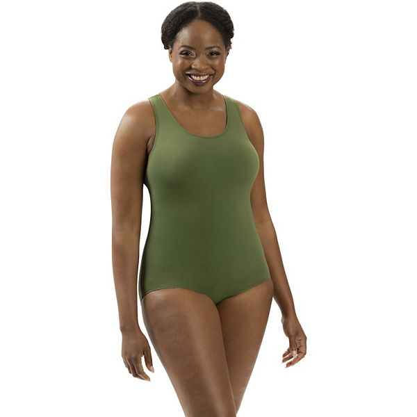 Womens Dolfin Solid Conservative One Piece Swimsuit