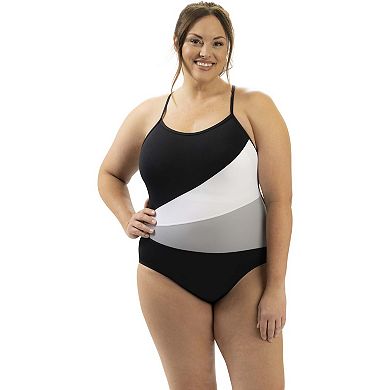 Women's Dolfin Color Block Criss Cross Straps One-Piece Swimsuit