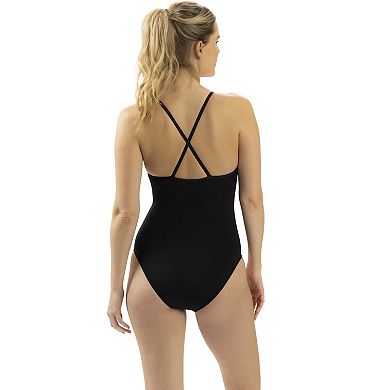 Women's Dolfin Color Block Criss Cross Straps One-Piece Swimsuit