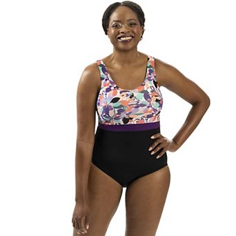 Women's Dolfin Color Block Scoopback One-Piece Swimsuit