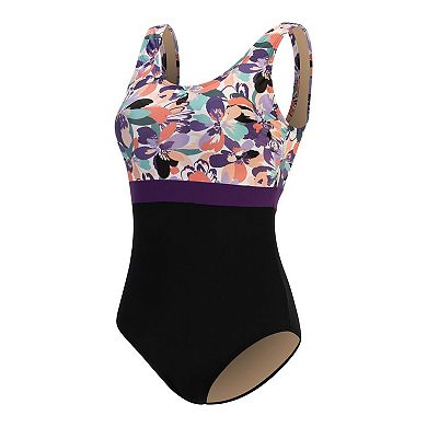 Women's Dolfin Color Block Scoopback One-Piece Swimsuit