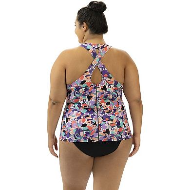 Women's Dolfin Print Twist-Back Tankini Swim Top