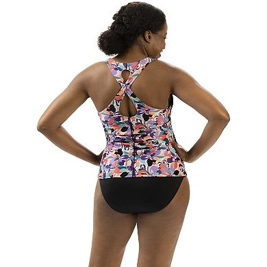 Women's Dolfin Print Twist-Back Tankini Swim Top