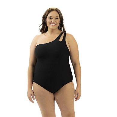 Women's Dolfin Asymmetrical Rib Knit One-Piece Swimsuit