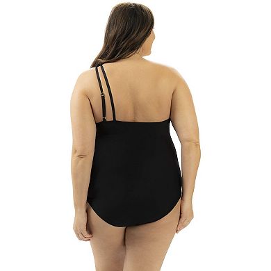 Women's Dolfin Asymmetrical Rib Knit One-Piece Swimsuit