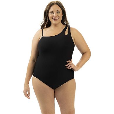 Women's Dolfin Asymmetrical Rib Knit One-Piece Swimsuit