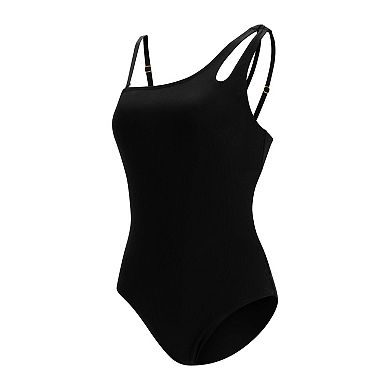 Women's Dolfin Asymmetrical Rib Knit One-Piece Swimsuit