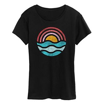 Women's Simple Sunset Waves Graphic Tee