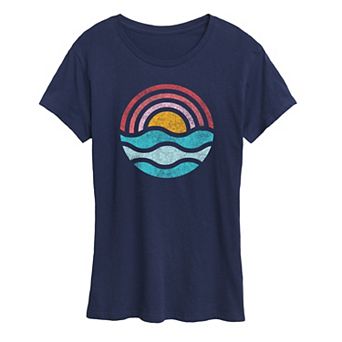 Women's Simple Sunset Waves Graphic Tee