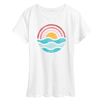 Women's Simple Sunset Waves Graphic Tee
