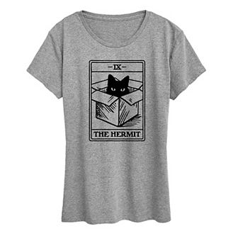 Women's The Hermit Cat Tarot Card Graphic Tee