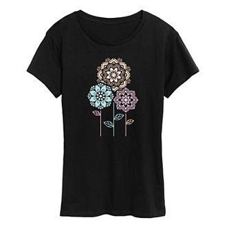 Women's Mandala Flowers Graphic Tee