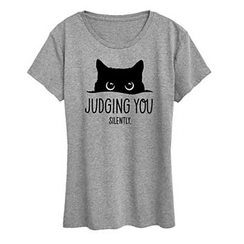 Women's Judging You Silently Cat Graphic Tee