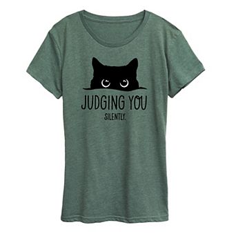 Women's Judging You Silently Cat Graphic Tee