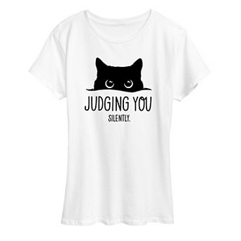 Women's Judging You Silently Cat Graphic Tee