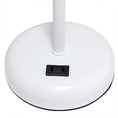 Creekwood Home White Finish Metal Table Lamp with Power Outlet Base