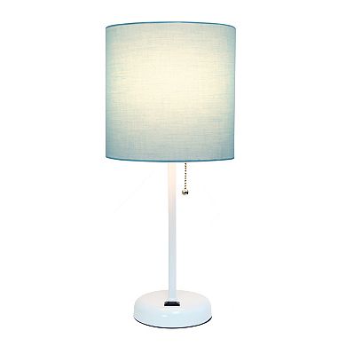 Creekwood Home White Finish Metal Table Lamp with Power Outlet Base