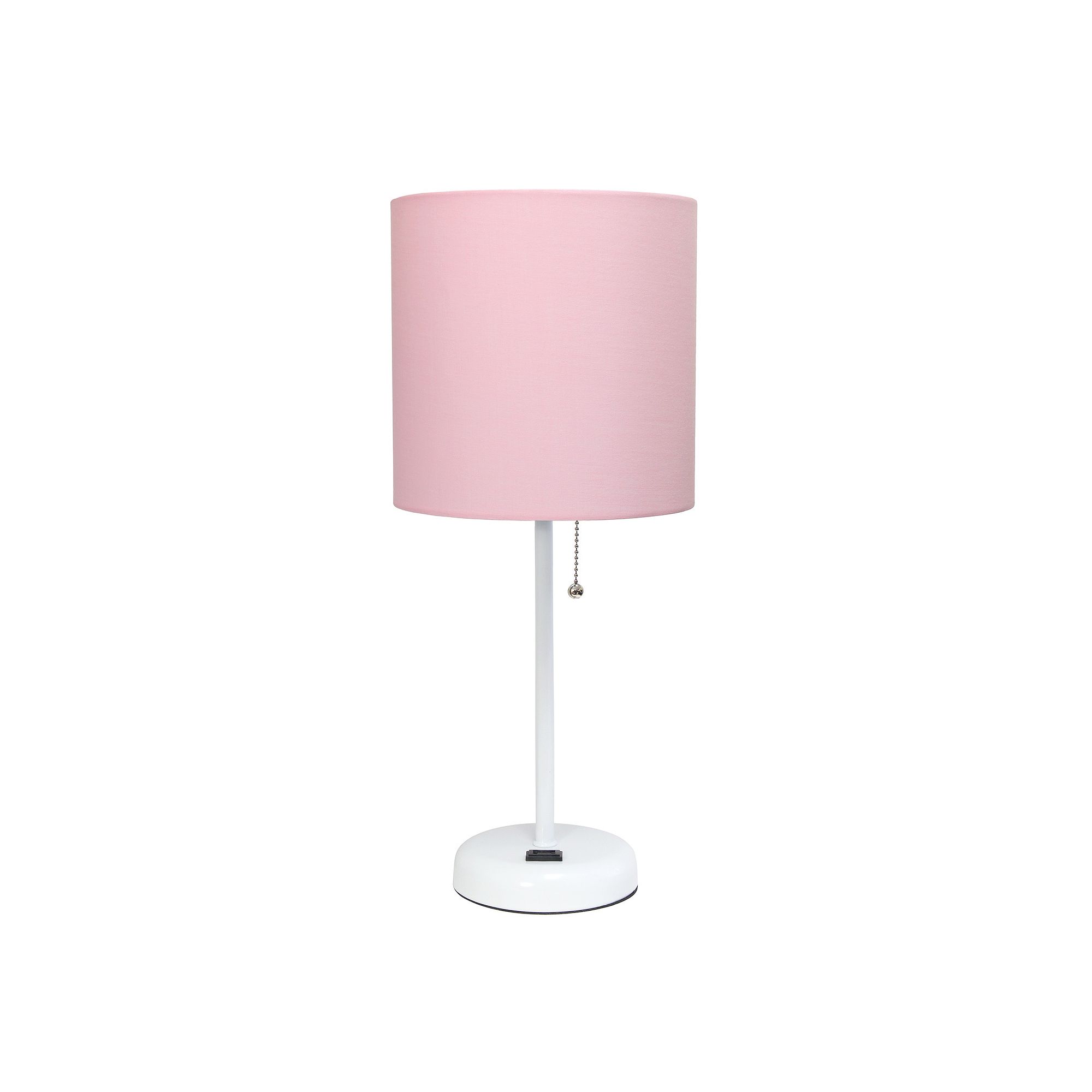 Creekwood Home White Finish Metal Table Lamp with Power Outlet Base, White 