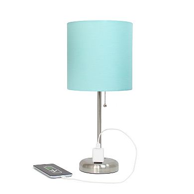 Creekwood Home Metal Table Lamp with Power Outlet Base