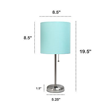 Creekwood Home Metal Table Lamp with Power Outlet Base