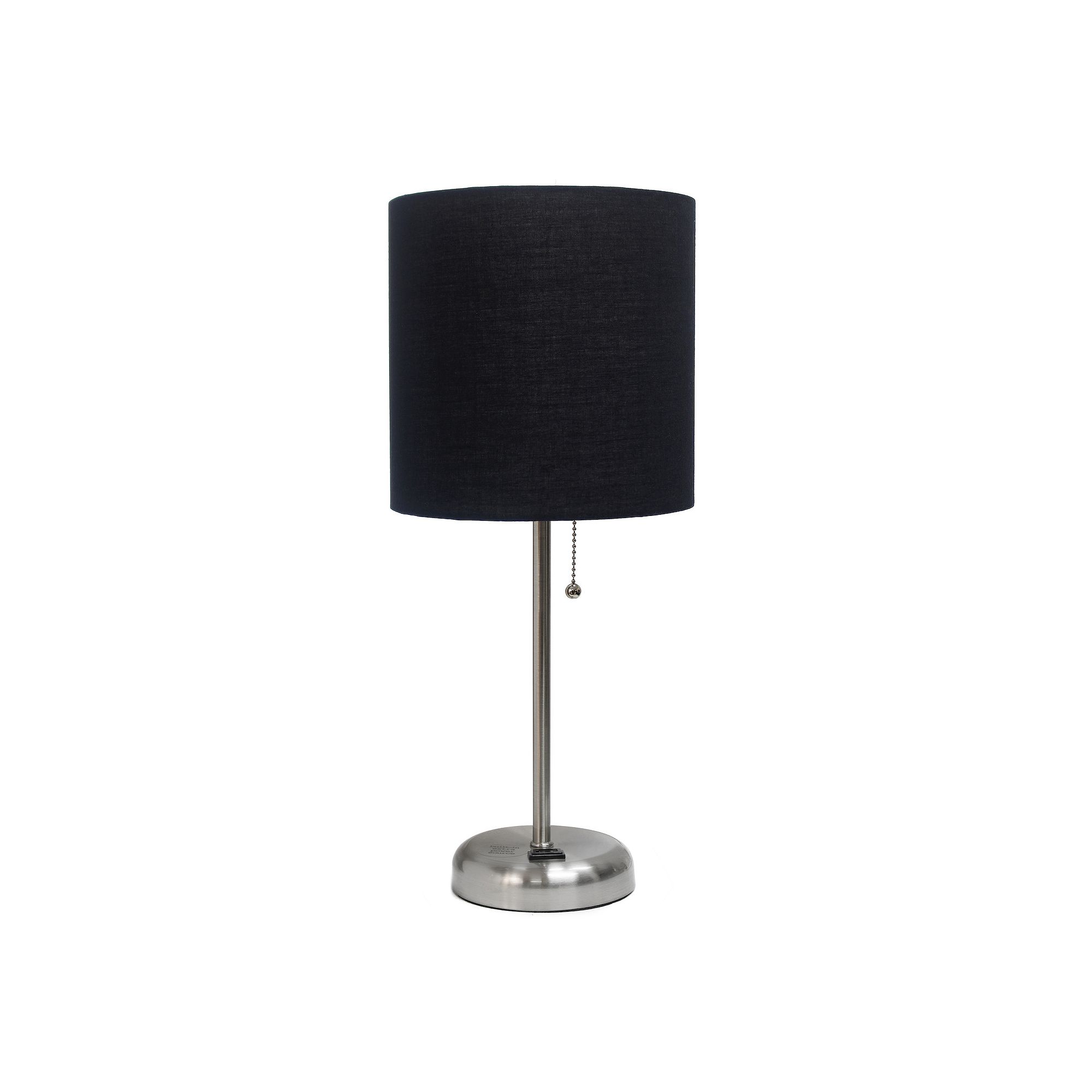 Creekwood Home Metal Table Lamp with Power Outlet Base, Steel And Black