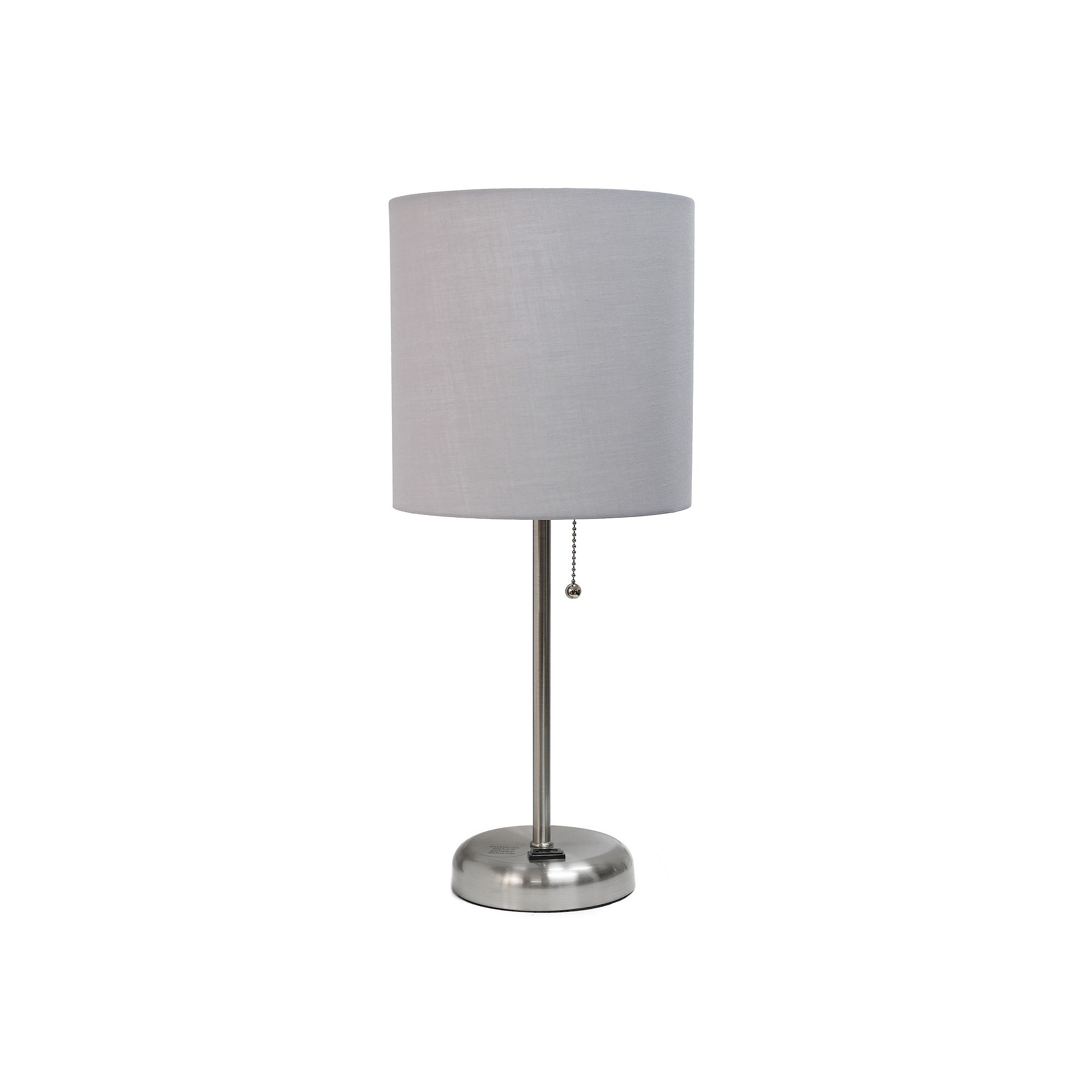 Creekwood Home Metal Table Lamp with Power Outlet Base, Silver And Grey