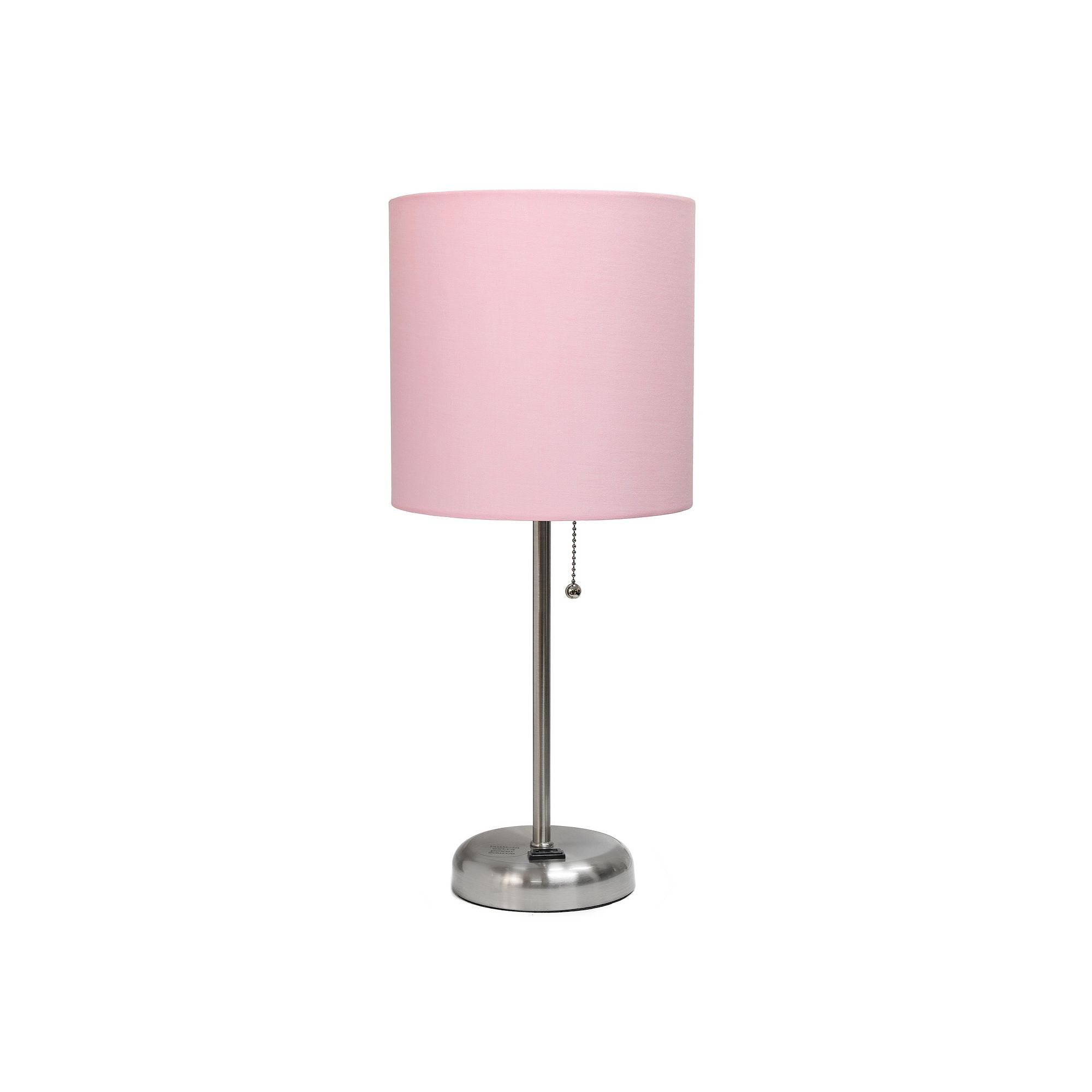 Creekwood Home Metal Table Lamp with Power Outlet Base, Silver And Light Pi