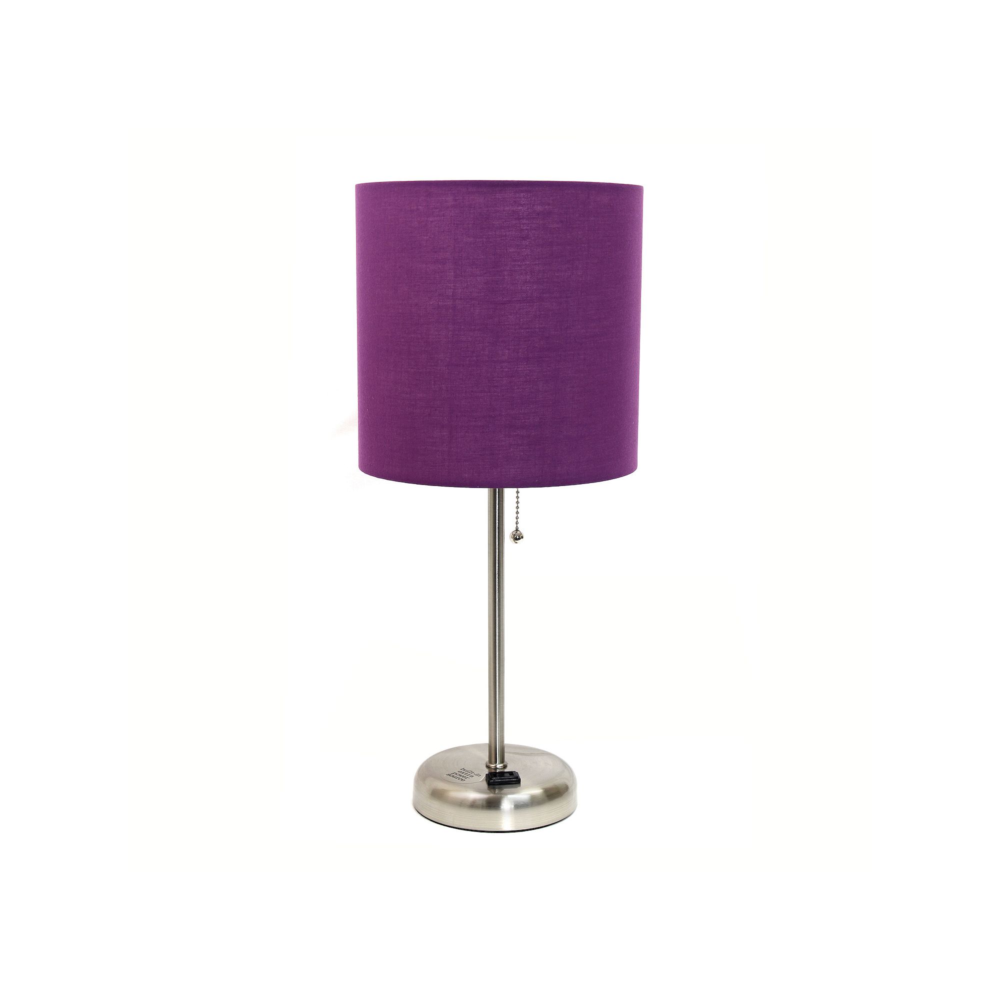 Creekwood Home Metal Table Lamp with Power Outlet Base, Steel And Purple