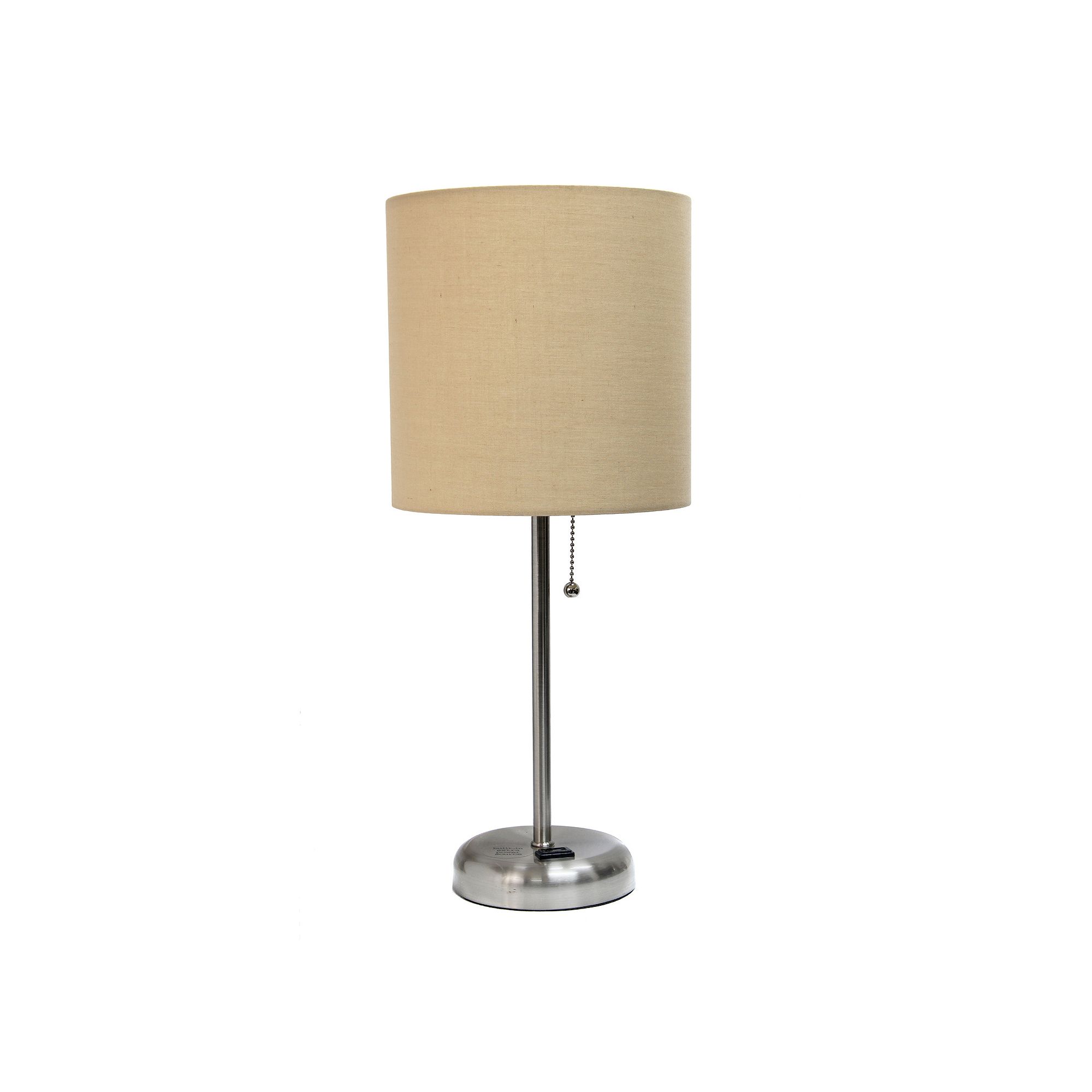 Creekwood Home Metal Table Lamp with Power Outlet Base, Silver And